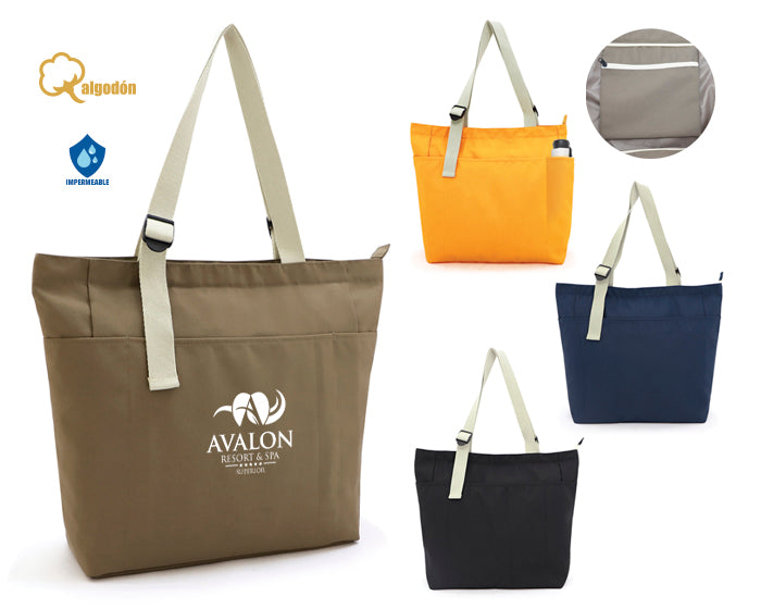 BOLSA DE POLIÉSTER CON ASAS DE ALGODÓN OLIVO A3116